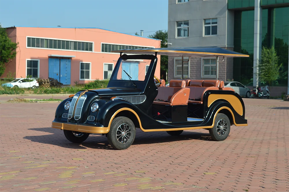 Vintage Car Classic Electric Lithium Battery Sightseeing Tourist Vehicle with 5KW Motor 8 Seats 100-120km Range for Scenic Areas