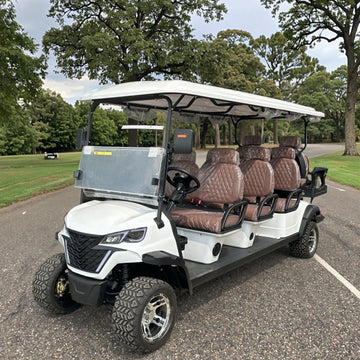 Yuexuan Advanced Suspension White Golf Cart Quiet Electric Vehicle 5kw 8 Seat Buggy Club Car 72v Options for Smooth Ride