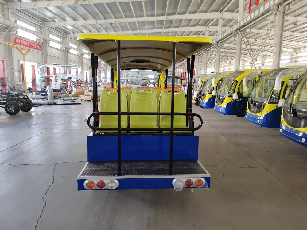 China Factory High Performance 72V 5kw Electric Sightseeing Bus and Car 14 Passenger Open & Closed Sightseeing Vehicle