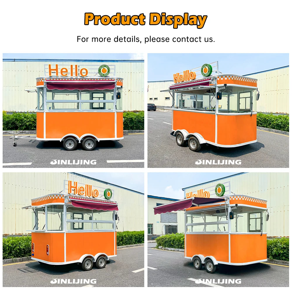 Custom Food Trucks Fully Equipped Mobile Kitchen Ice Cream Cart Bus Outdoor Street Hot Dog Fast Food Trailer