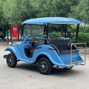 High Performance Electric 6 Passengers Blue Retro Lithium Battery Powered Sightseeing Bus with 100-120km Range for Scenic Area