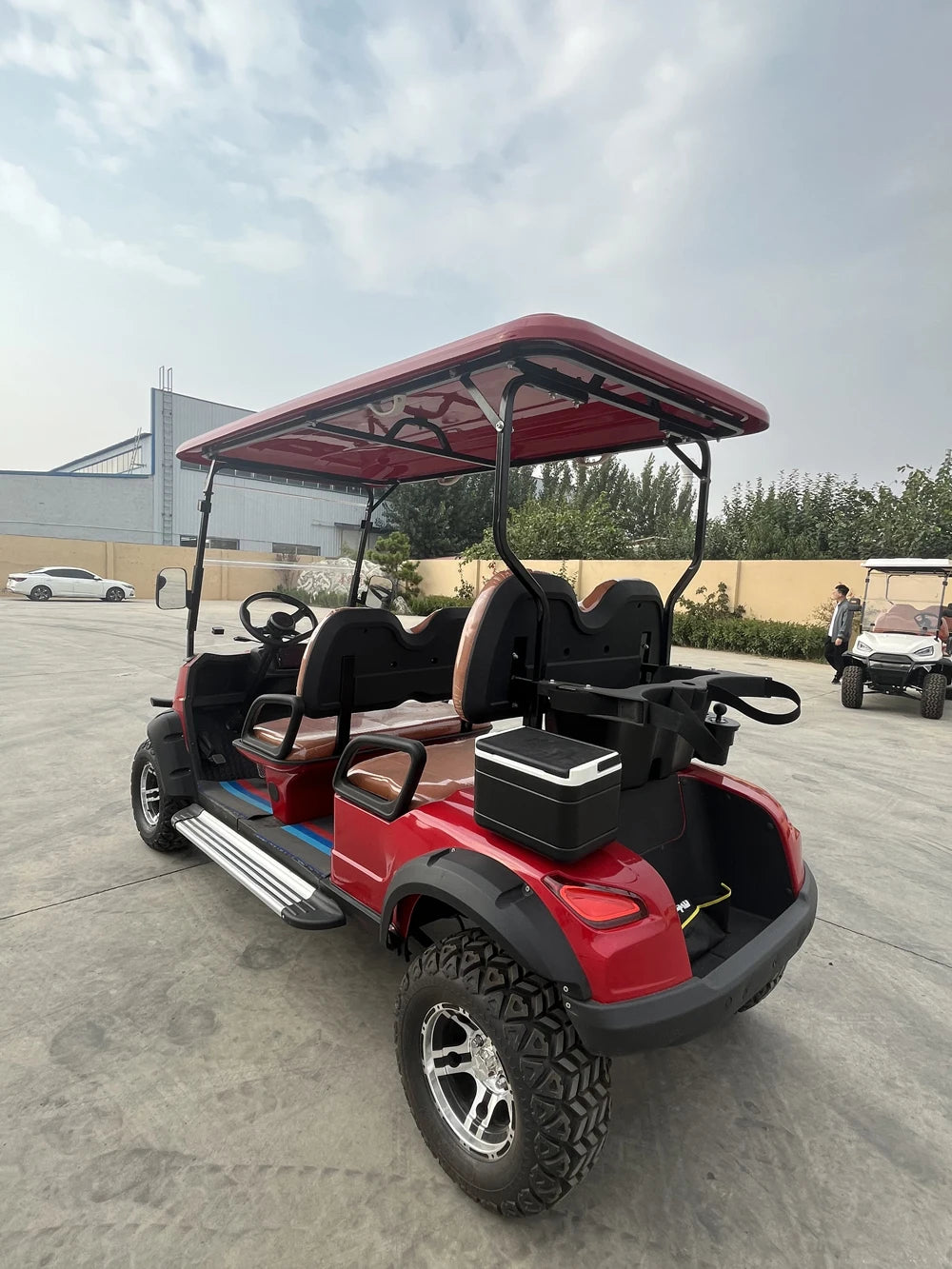 48V Electric Golf Cart Red 4-Seater Four-Wheel Model