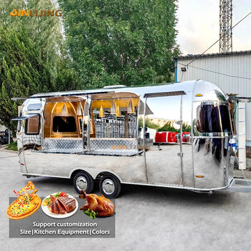Custom Coffee Trailer Mobile Kitchen Concession BBQ Pizza Ice Cream Push Cart Towable Fast Food Truck for Sale