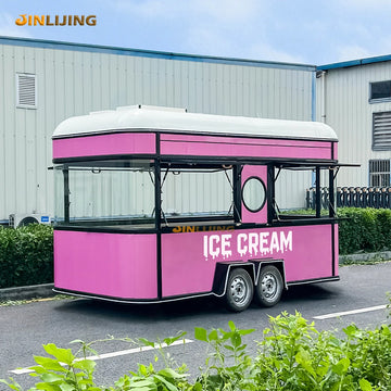 Wholesale Custom 4m Mobile Kitchen Deep Fryer Fully Equipped Fast Food Truck Street Pink Ice Cream Trailer for Sale