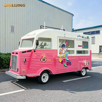 Mobile Food Cart Pink Custom ODM OEM Ice Cream Trailer Electric Food Truck With Full Kitchen