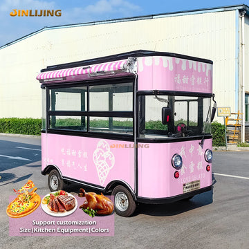Shawarma BBQ Foodtruck Ice Cream Coffee Food Truck Electric Pink Food Van Cart Mobile Food Trailer Fully Equipped