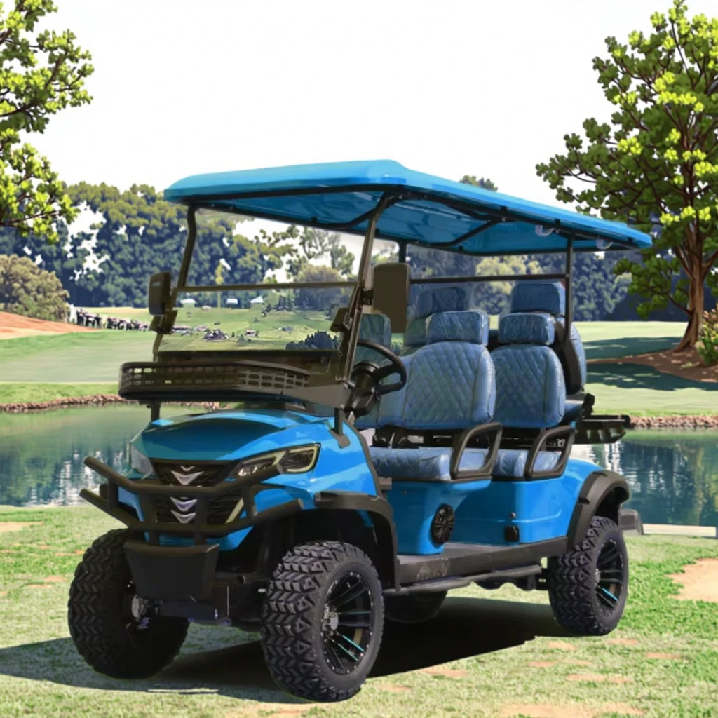 Quiet Operation 6 Passenger  Electric Golf Carts 72V Lithium Battery Club Car  for Hotel Reception Support Color Customization