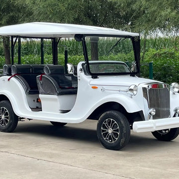 Miniature White 8 Seats Street Leagal Vintage Sightseeing Car for  Amusement Park  Supports OEM/ODM