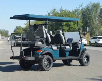 High Ground Clearance  6 Seats Utility  Blue Electric Golf Cart with 72V Lithium Battery for Scenic Area Sightseeing