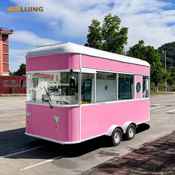 Factory New Ice Cream Cart Fully Equipped Kitchen Mobile Street Pink Fast Food Truck Hot Dog Trailer