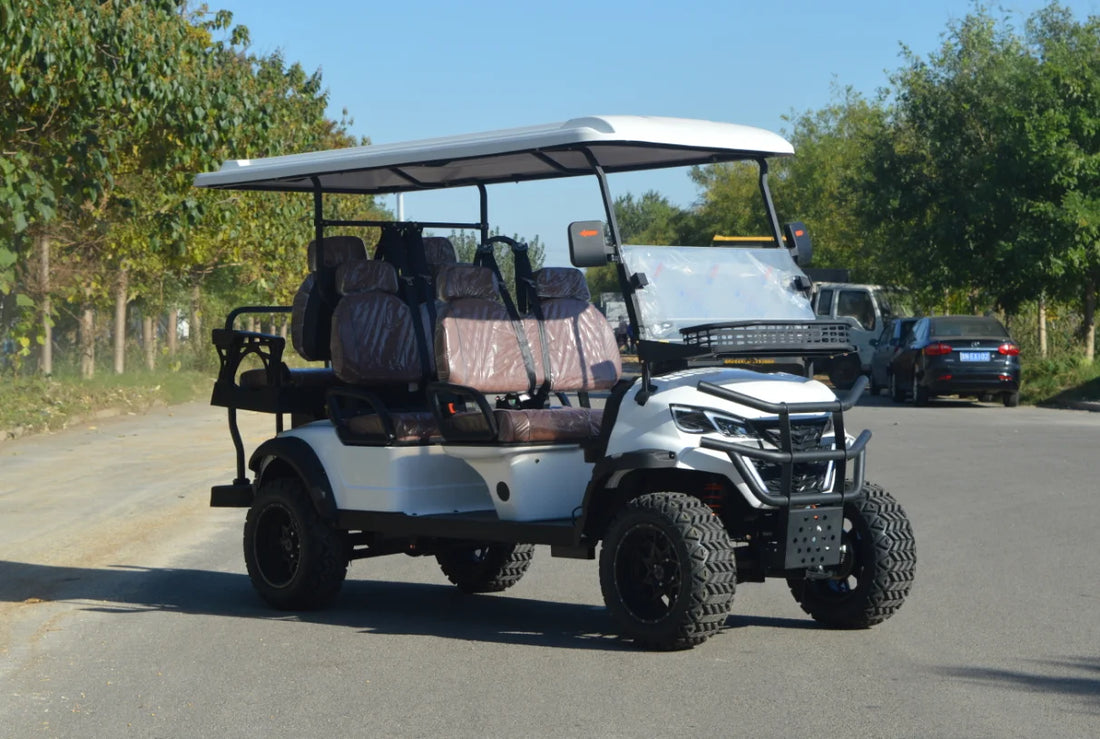 6 Passenger 60V Lithium Battery  Street Legal Electric Golf Cart with Bluetooth Connectivity for Daily Golf Course Use