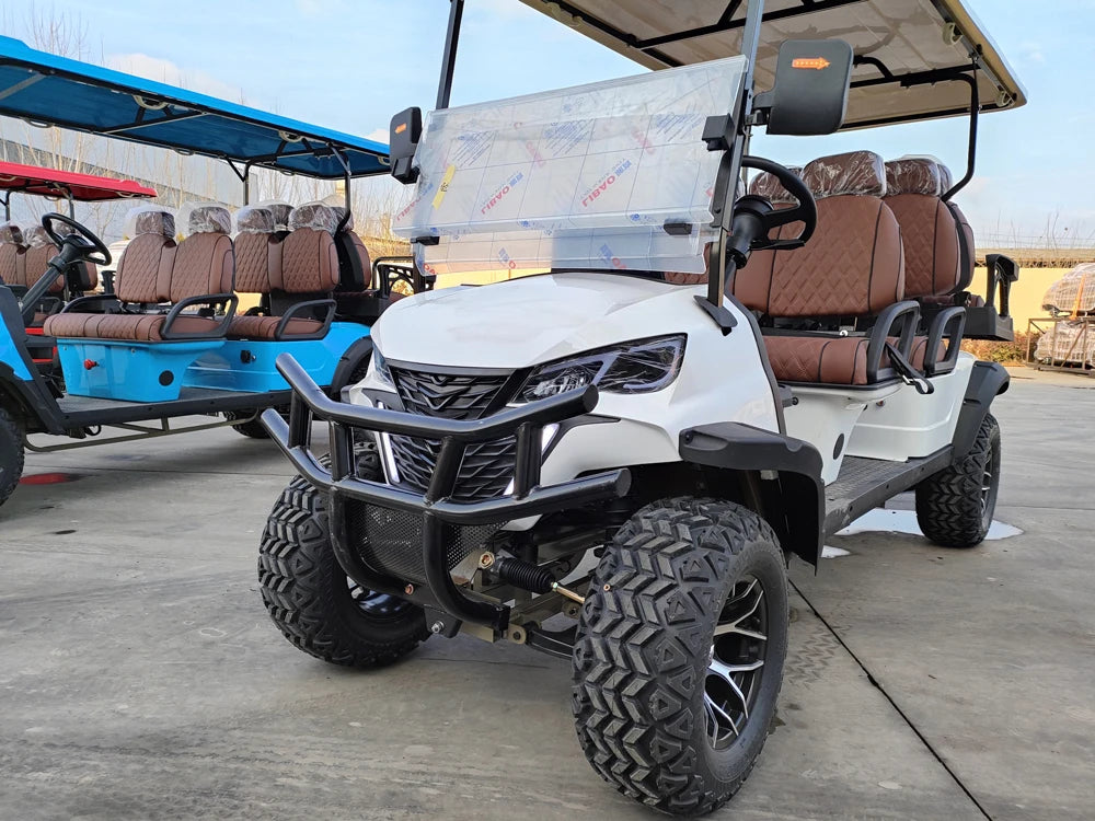 6-Seater 72v Electric Golf Cart 4+2 Seater Utility Vehicle with 2 Stroke Engine Gasoline Fuel