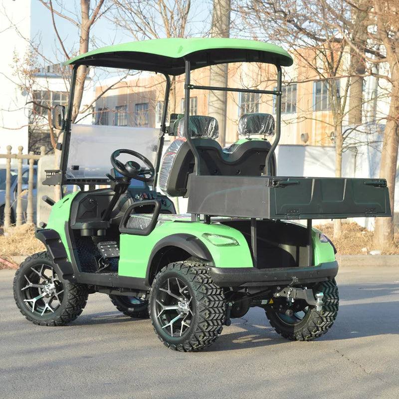 High Ground Clearance Street Legal 4x4 Drive  2 Seater Hunting  Green  Golf Cart with Bluetooth Connectivity for Leisure Resort
