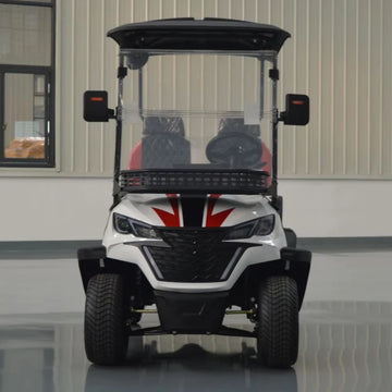 White Red 3.5KW AC Motor Electric Golf Car Lithium Battery 30-50Km/h Speed Comfortable Seats Customizable Seats for Resorts