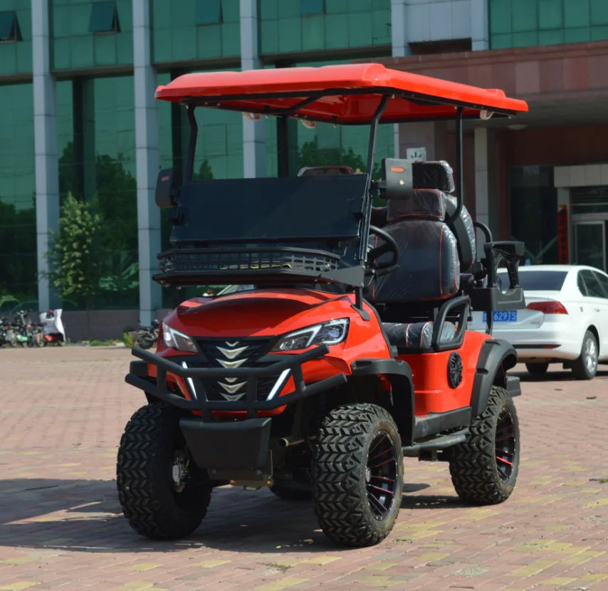 Electric 4 Seats Off-road Golf Cart 4x4 Drive Sightseeing for Amusement Park Lithium Battery 3.5KW AC Motor Customized Wheel