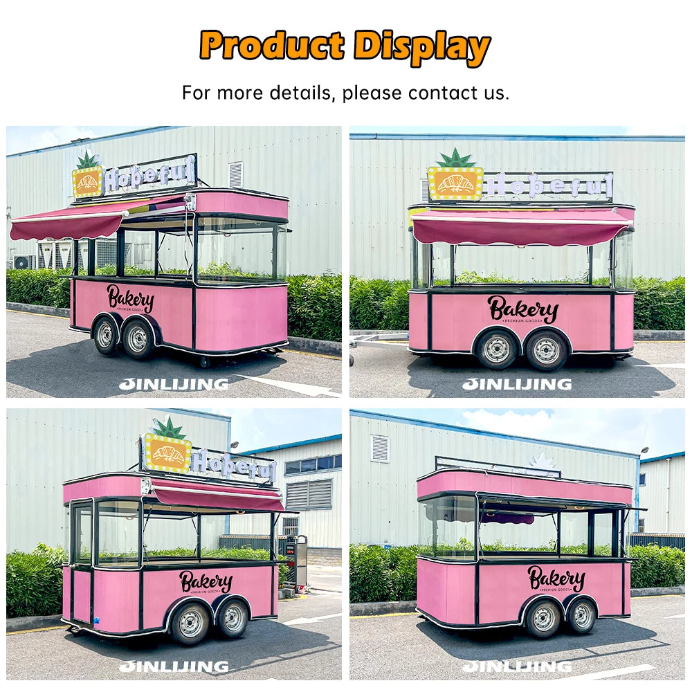 Convenient Mobile Kitchen Street Foodtrailer Ice Cream Coffee Cart Bus Street Food Truck Bakery Trailer Fully Equipped