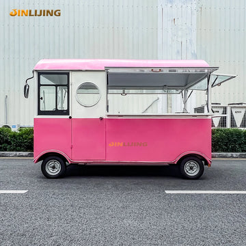 Electric Pink Fast Food Van Trailer Snack Hotdog Small 12ft Street Mobile Food Cart Truck on Wheels