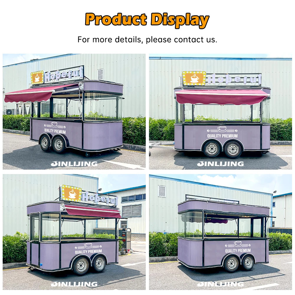 Coffee Truck Mobile Bar Kiosk Snack Pizza Taco Ice Cream Cart Concession Fully Equipped Kitchen Mobile Food Trailer