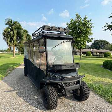 Wholesale Yuexuan Street Road 8 Seater Retro Golf Cart with Cover Rain and Roof Rack