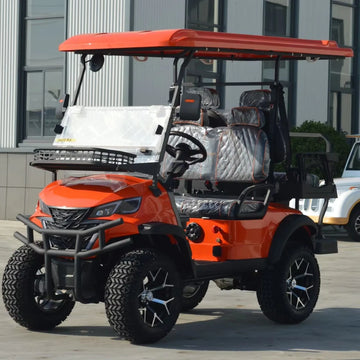 Street Legal  4 Seat Red Off Road Hunting Golf Cart Sightseeing with Bluetooth Connectivity for Amusement Park