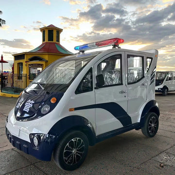 Electric Patrol Car 2+2 Seater Mini Four Wheel Battery Golf Cart Security Vehicle for Garden Zoo Ferry With Warning Light