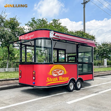 13ft Red Electric Street Food Vending Truck Custom Snack Machines Ramen Mini Mobile Food Cart Trailer With Wheels