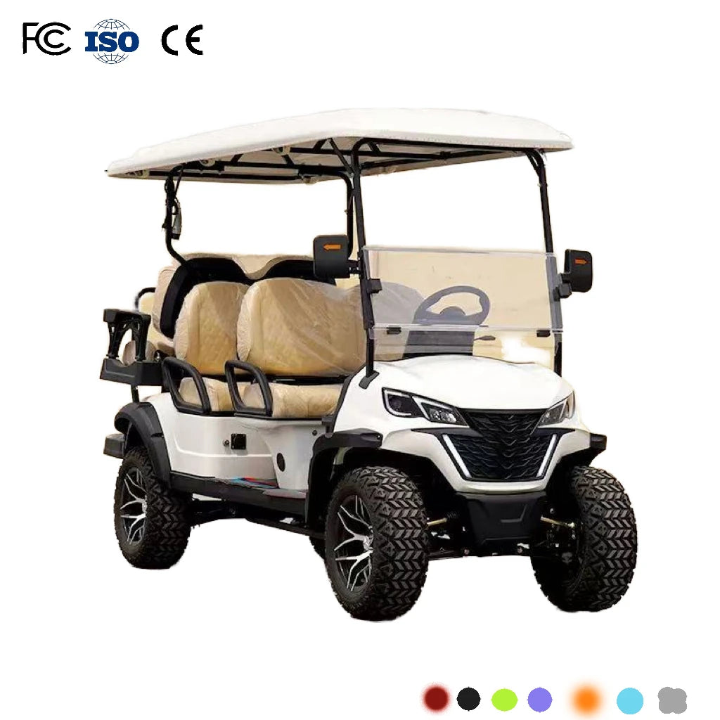 High Quality Custom 48v Ithium Battery 4+2 Passenger Seater Utility Electric Gasoline Golf Carts