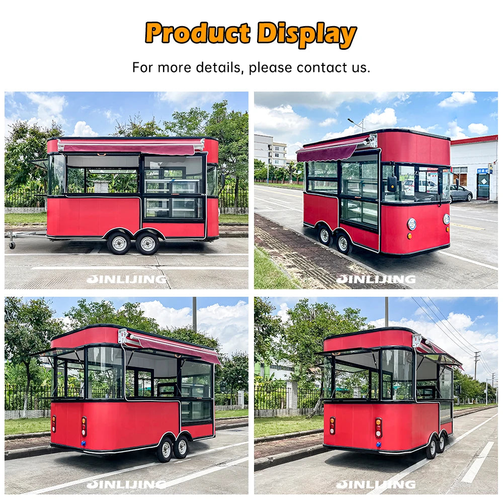 Custom Commercial Coffee Truck Waffle Snack Machines Foodtrailer Barbecue Cart Mini Mobile Food Trailer With Wheels