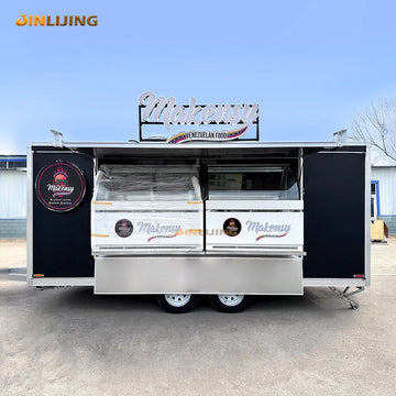 Burger Van Catering Trailer Mobile Kitchen Outdoor Concession Food Trailer Square Snack Fast Food Truck Fully Equipped