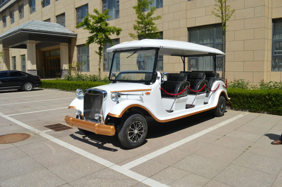 High-quality 12 Seaters Classic Antique Retro Vintage  Electric Retro Tourist  Sightseeing Car for Hotel VIP Reception